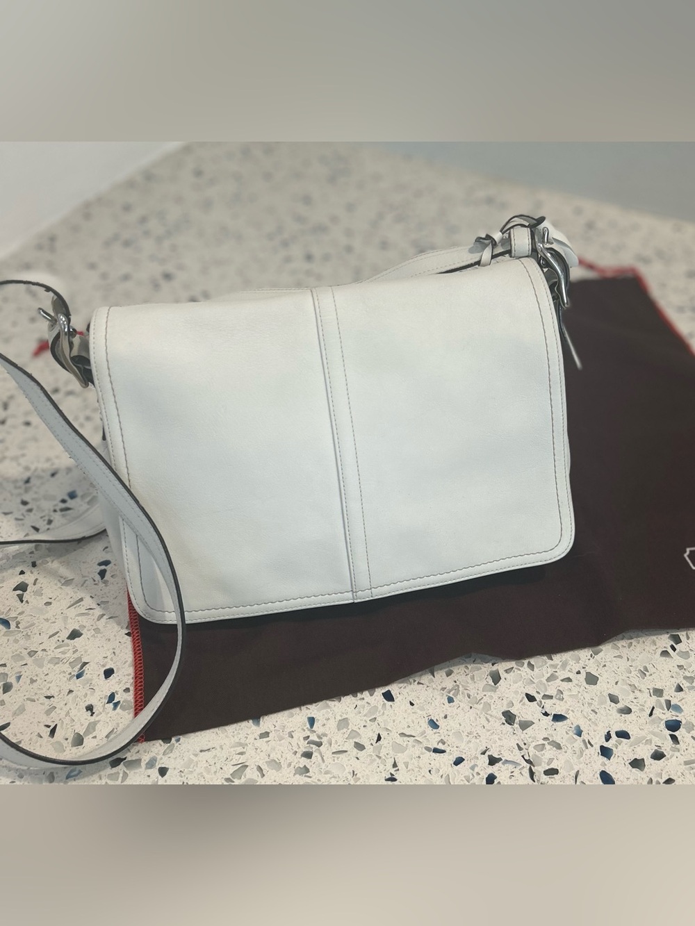 Vintage Coach White Leather Soho Foldover Flap Bag gorgeous vintage 20 year old